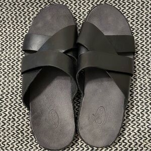 Chaco Women’s Wayfarer Slide Sandal Black Leather Sz-6